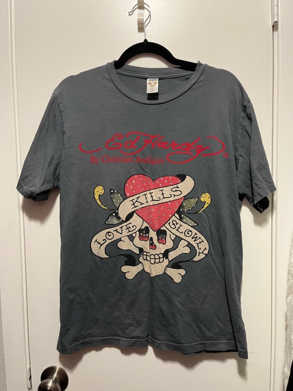 Grey Ed Hardy “Love Kills Slowly” Graphic Tee